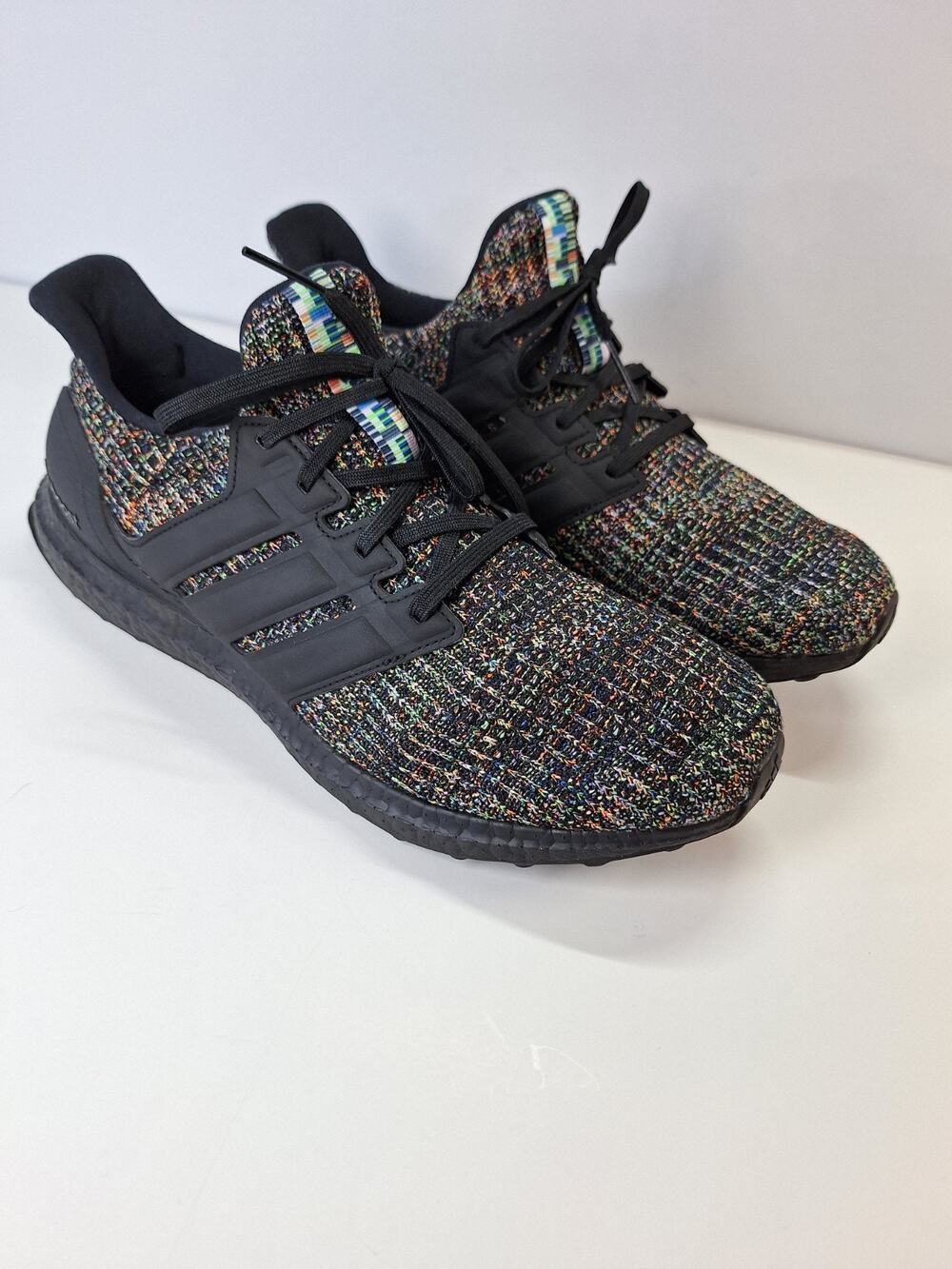 Adidas Ultraboost 4.0 DNA Triple Black Rainbow Static G54050 Mens 12 Sneakers